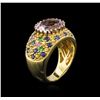 Image 3 : 18KT Yellow Gold 4.53ct Pink Amethyst, Multicolor Sapphire and Tsavorite Ring