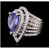 Image 2 : 18KT White Gold 6.53ct Tanzanite and Diamond Ring