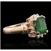 Image 2 : 14KT Rose Gold 1.51ct Emerald and Diamond Ring