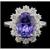 Image 1 : 14KT White Gold 4.25ct Tanzanite and Diamond Ring