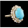 Image 2 : 14KT Yellow Gold 5.81ct Turquoise and Diamond Ring