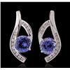 Image 1 : 14KT White Gold 6.30ctw Tanzanite and Diamond Earrings