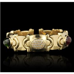 18KT Yellow Gold 15.24ctw Tourmaline and Diamond Bangle Bracelet