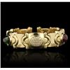 Image 1 : 18KT Yellow Gold 15.24ctw Tourmaline and Diamond Bangle Bracelet