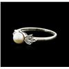Image 2 : 10KT White Gold Pearl and Diamond Ring