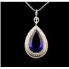 Image 2 : 18KT White Gold GIA Certified 69.66ct Tanzanite and Diamond Pendant With Chain