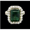 Image 1 : 14KT Yellow Gold 6.96ct Emerald and Diamond Ring