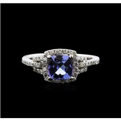 14KT White Gold 1.34ct Tanzanite and Diamond Ring