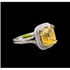 Image 2 : 4.67ct Citrine and Diamond Ring - 14KT White Gold