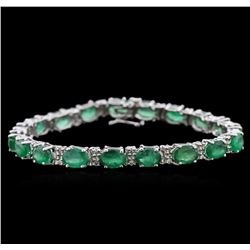 13.20ctw Emerald and Diamond Bracelet - 14KT White Gold