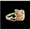 Image 2 : 10KT Two-Tone Gold Leaf Design Ring