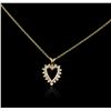 Image 2 : 14KT Yellow Gold 0.19ctw Diamond Heart Pendant With Chain