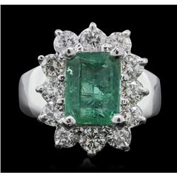 14KT White Gold 2.22ct Emerald and Diamond Ring