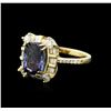 Image 2 : 14KT Yellow Gold 3.61ct Tanzanite and Diamond Ring