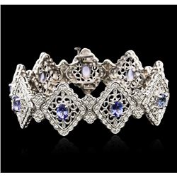 14KT White Gold 7.20ctw Tanzanite and Diamond Bracelet