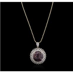 SILVER 126.02ct Star Ruby and White Sapphire Pendant With Chain