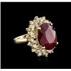 Image 2 : 14KT Yellow Gold 7.34ct Ruby and Diamond Ring