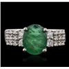 Image 1 : 18KT White Gold 3.09ct Emerald and Diamond Ring