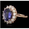 Image 2 : 14KT Rose Gold 2.89ct Tanzanite and Diamond Ring
