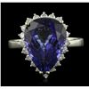 Image 1 : 14KT White Gold 9.35ct GIA Certified Tanzanite and Diamond Ring