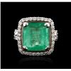 Image 1 : 18KT White Gold 9.14ct Emerald and Diamond Ring