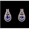 Image 1 : 14KT Tri Color Gold 2.50ctw Tanzanite and Diamond Earrings