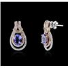 Image 2 : 14KT Tri Color Gold 2.50ctw Tanzanite and Diamond Earrings