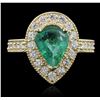 Image 1 : 14KT Yellow Gold 1.65ct Emerald and Diamond Ring