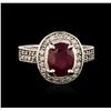 Image 1 : 14KT White Gold 2.95ct Ruby and Diamond Ring