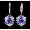 Image 1 : 14KT White Gold 6.74ctw Tanzanite and Diamond Earrings