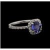 Image 2 : 1.11ct Tanzanite and Diamond Ring - 14KT White Gold