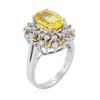 Image 3 : 14KT White Gold GIA Certified 3.35ct Yellow Sapphire and Diamond Ring