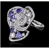 Image 2 : 14KT White Gold 1.60ctw Tanzanite and Diamond Ring