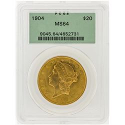 1904 PCGS MS64 $20 Liberty Head Double Eagle Gold Coin