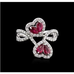 18KT White Gold 1.15ctw Ruby and Diamond Ring