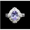 Image 1 : 1.67ct Tanzanite and Diamond Ring - 14KT White Gold