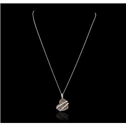 14KT White Gold 0.13ctw Diamond Pendant With Chain