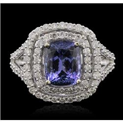 14KT White Gold 2.30ct Tanzanite and Diamond Ring