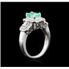 Image 3 : 14KT White Gold 0.90ct Emerald and Diamond Ring
