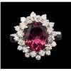 Image 1 : 14KT White Gold 2.36ct Pink Tourmaline and Diamond Ring