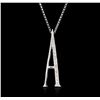 Image 1 : 14KT White Gold 0.13ctw Diamond Pendant With Chain