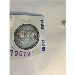1858 Seated Liberty Half Dollar AU-58