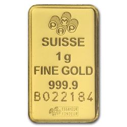 1 Gram .9999 Pure Gold Suisse Bar