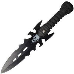 !NEW! Skull Throwers, Black ABS Handle, Black Plain w/Sheath UPC Code: 813768021251