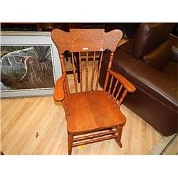 VINTAGE OLD CANADIAN PRESS BACK ROCKING CHAIR