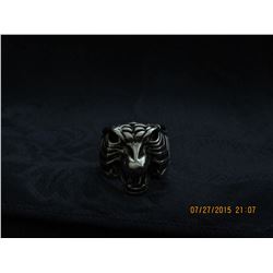 STEEL WOLF HEAD RING (L134-8)