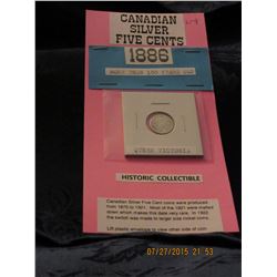 1886 QUEEN VICTORIA SILVER FIVE CENTS (L127-9)