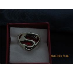 SILVERTONE AND ENAMEL SUPERMAN RING (L134-10)