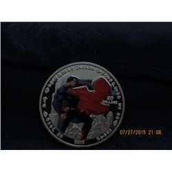 SILVER PLATED COLORIZED SUPERMAN COIN (L134-11)