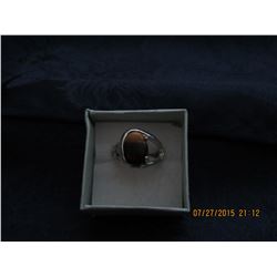 NATURAL TIGER EYE RING .925 SILVER STAMPED (L134-16)